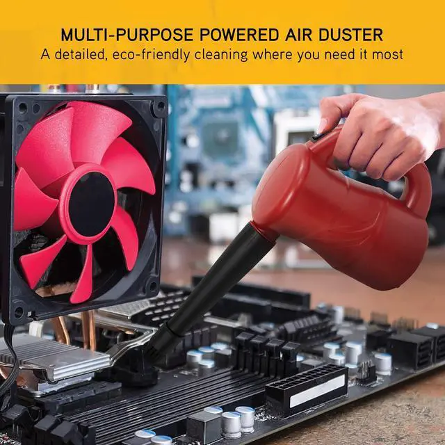 Alt view image 5 of 5 - XPOWER A-2S Cyber Duster Electric Air Duster for Dusting, Drying, Inflating, Blowing, Car Detailing, Computer, Leaf Blowing, 90 CFM, 2 Nozzles + 1 Brush, High Performance Motor, Eco-Friendly, Red