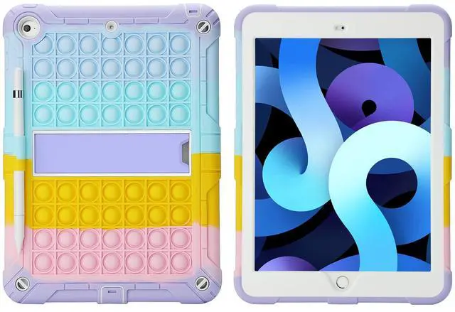 Alt view image 2 of 4 - XZC Case for iPad 6th Generation/5th Generation (9.7 inch 2018/2017 Model)/iPad Air 2 Case/iPad Pro 9.7 Case Shockproof Cover with Pencil Holder and Strap (Rainbow 2)