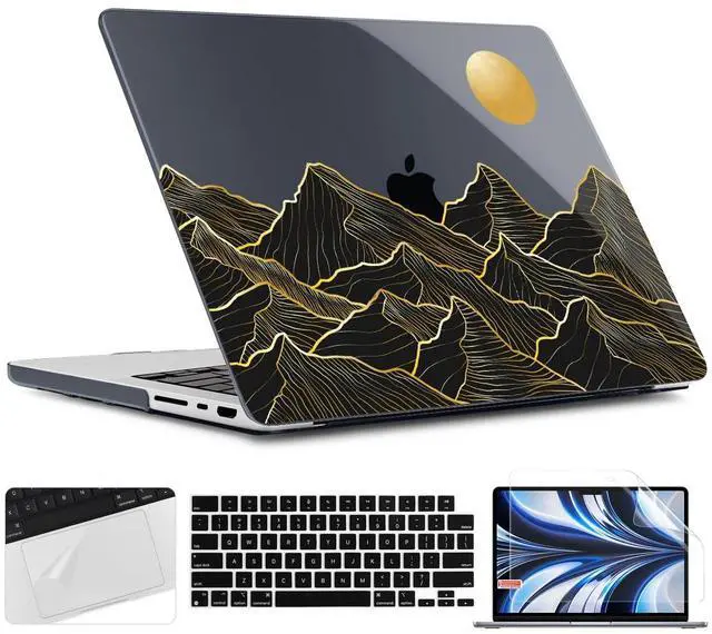 Main image of TWOLSKOO Compatible with MacBook Pro 16 inch Case M4 A3403 A3186 M3 A2991 M2 A2780 M1 A2485 (2024-2021) Pro/Max Chip, Plastic Hard Shell & Keyboard Cover & Trackpad Film, Golden Mountain