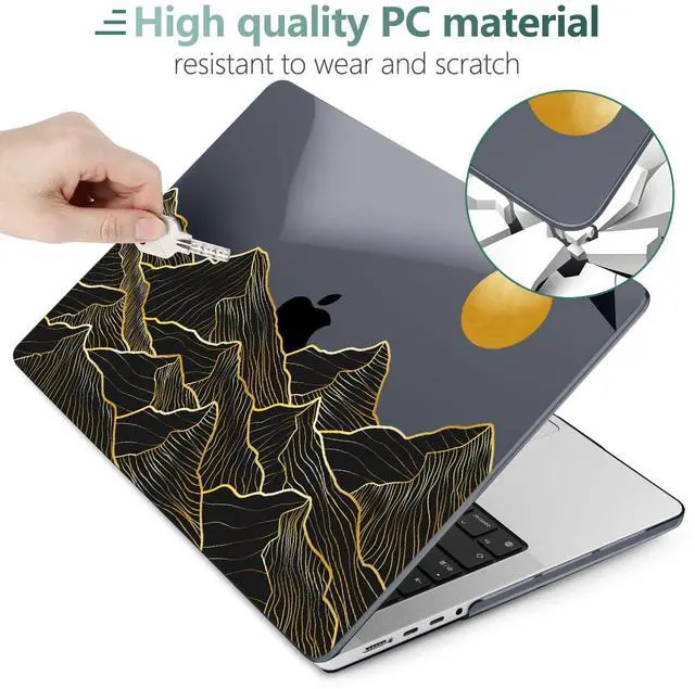 Alt view image 3 of 5 - TWOLSKOO Compatible with MacBook Pro 16 inch Case M4 A3403 A3186 M3 A2991 M2 A2780 M1 A2485 (2024-2021) Pro/Max Chip, Plastic Hard Shell & Keyboard Cover & Trackpad Film, Golden Mountain