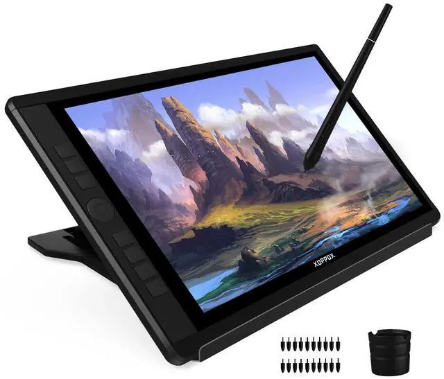 Alt view image 4 of 5 - Drawing Tablet with Screen, 15.6'' XOPPOX Graphics Drawing Monitor Pen Display with 1080P Full Laminated Screen,Tilt 8192 Levels Battery-Free Stylus,Adjustable Stand,Compatible for Window/Mac