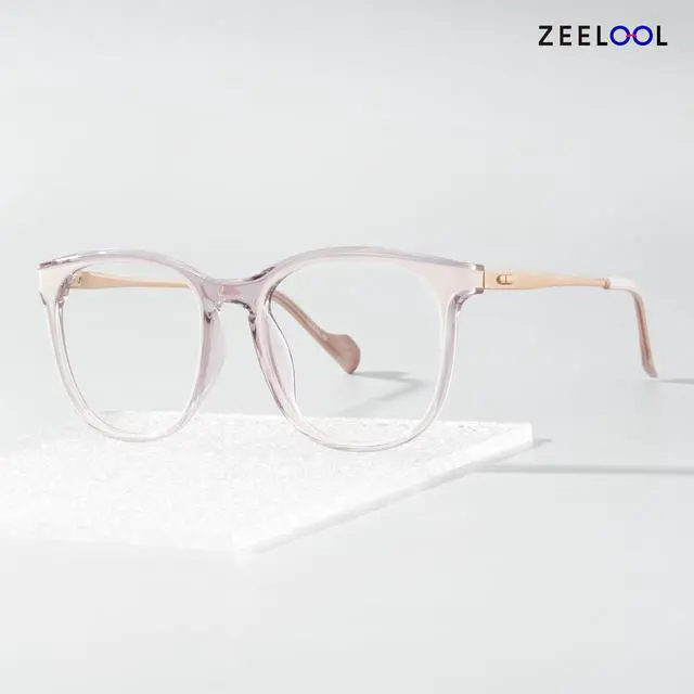 Alt view image 2 of 5 - Zeelool Blue Light Blocking Glasses for Woman, Round Fashion Fake Glasses Computer Eyeglasses Anti UV, Eyestrain and Glare with Non-prescription Clear Lenses ZJGX850090-03B