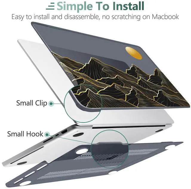 Alt view image 4 of 5 - TWOLSKOO Compatible with MacBook Pro 16 inch Case M4 A3403 A3186 M3 A2991 M2 A2780 M1 A2485 (2024-2021) Pro/Max Chip, Plastic Hard Shell & Keyboard Cover & Trackpad Film, Golden Mountain