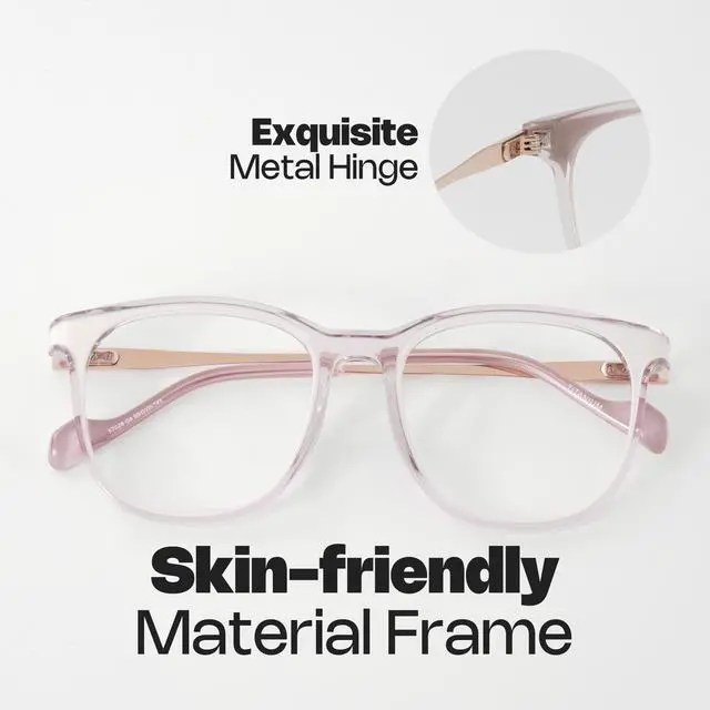 Alt view image 4 of 5 - Zeelool Blue Light Blocking Glasses for Woman, Round Fashion Fake Glasses Computer Eyeglasses Anti UV, Eyestrain and Glare with Non-prescription Clear Lenses ZJGX850090-03B