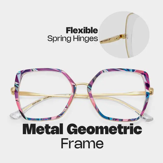 Alt view image 4 of 5 - Zeelool Blue Light Blocking Glasses for Woman, Fashion Glasses Computer Eyeglasses Anti UV, Eyestrain & Glare Eyewear with Spring Hinge Keller ZJGX344755-05B