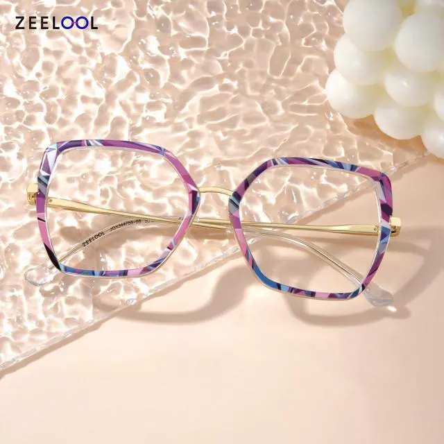Alt view image 2 of 5 - Zeelool Blue Light Blocking Glasses for Woman, Fashion Glasses Computer Eyeglasses Anti UV, Eyestrain & Glare Eyewear with Spring Hinge Keller ZJGX344755-05B
