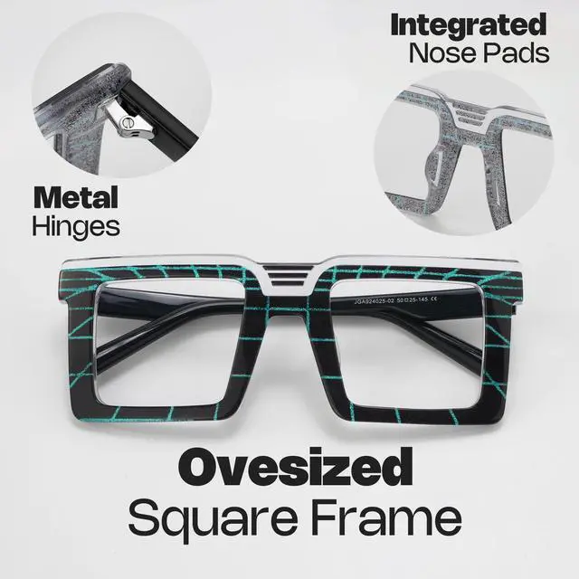 Alt view image 3 of 5 - Zeelool Blue Light Blocking Glasses for Men Women, Square Glasses Frame Eyeglasses with Clear Lenses Anti Eyestrain & UV from Computer/TV/Phone ZJGA924025-02B