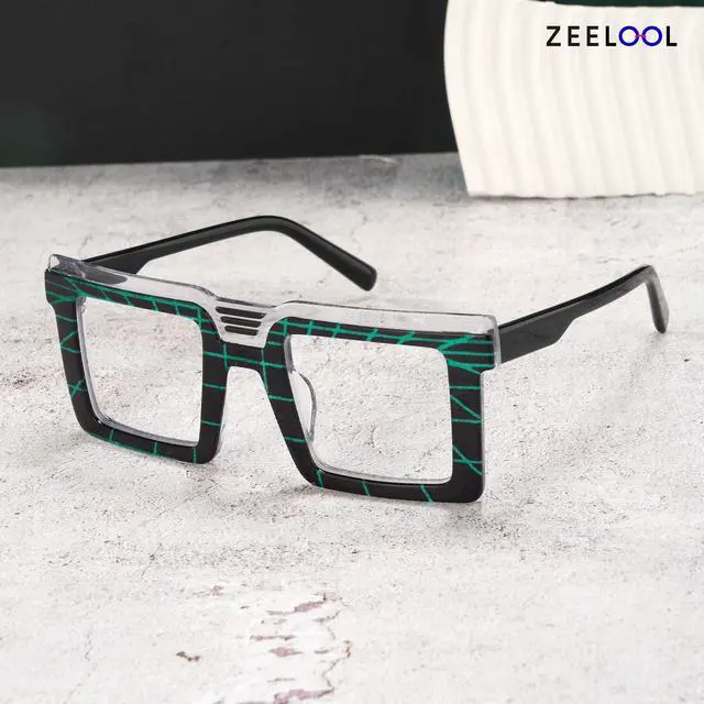 Alt view image 4 of 5 - Zeelool Blue Light Blocking Glasses for Men Women, Square Glasses Frame Eyeglasses with Clear Lenses Anti Eyestrain & UV from Computer/TV/Phone ZJGA924025-02B
