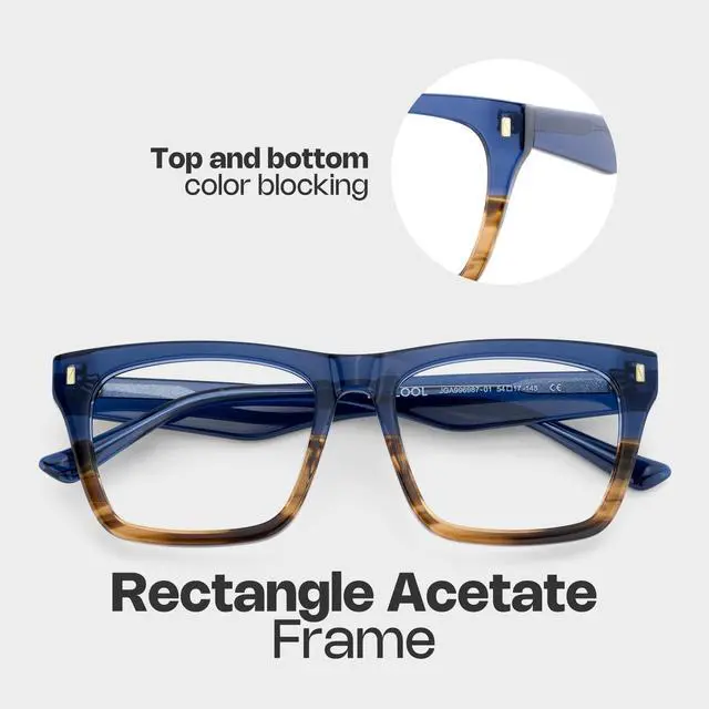 Alt view image 3 of 5 - Zeelool Blue Light Blocking Glasses for Men, Rectangle Fashion Glasses Frame Eyeglasses with Anti UV Glare & Eyestrain Lens ZJGA996987-01B