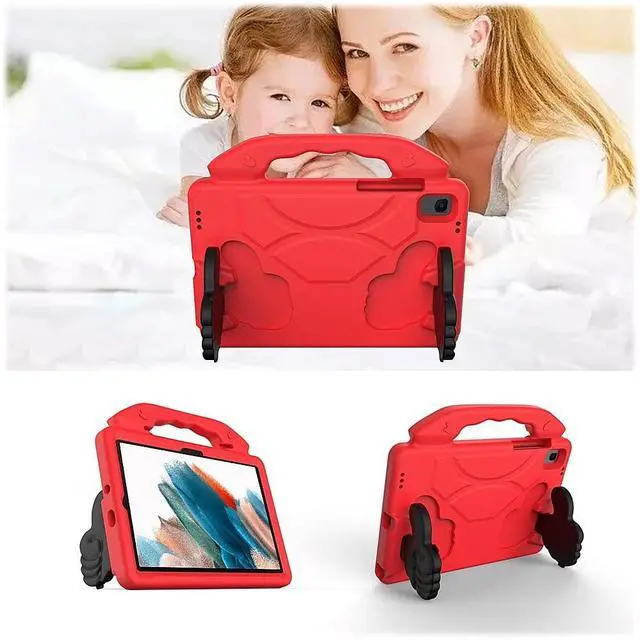 Alt view image 5 of 5 - SaharaCase YES! Series KidProof Case for Samsung Galaxy Tab A8 10.5 Inch (2021) [Shockproof Bumper] Rugged Child Protection Antislip Integrated Kickstand (Red)