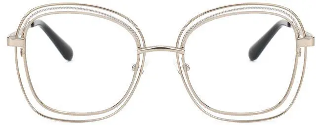 Main image of Zeelool Square Blue Light Blocking Glasses, Metal Frame Glasses for Women Eyeglasses with Clear Lens Anti Eyestrain & UV from Computer/TV/Phone ZJGM923220-01B Gold