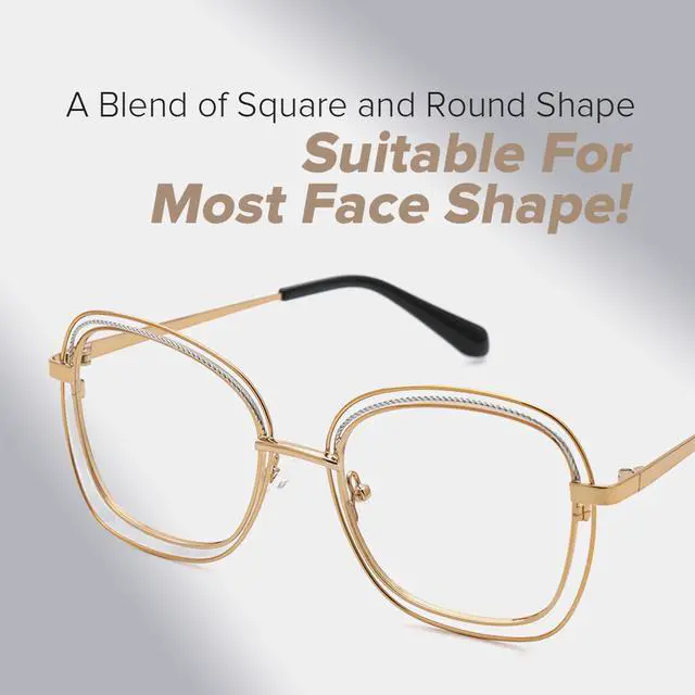 Alt view image 2 of 5 - Zeelool Square Blue Light Blocking Glasses, Metal Frame Glasses for Women Eyeglasses with Clear Lens Anti Eyestrain & UV from Computer/TV/Phone ZJGM923220-01B Gold