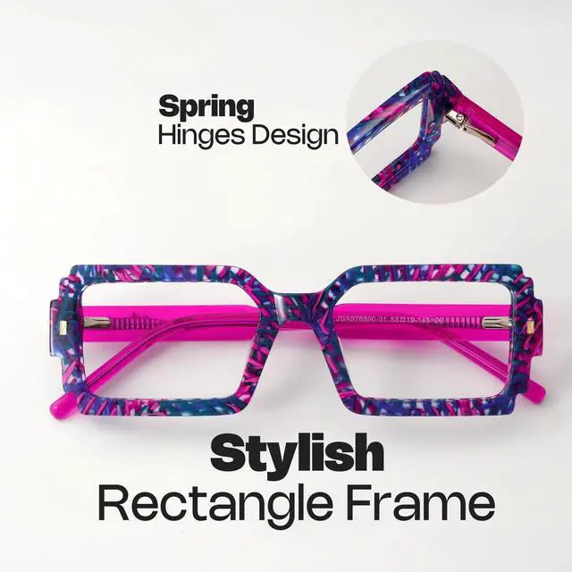 Alt view image 4 of 5 - Zeelool Blue Light Glasses for Women Blue Eyeglasses Frames with Spring Hinges Rectangle Bluelight Blocking Eyewear JGA976890-01B