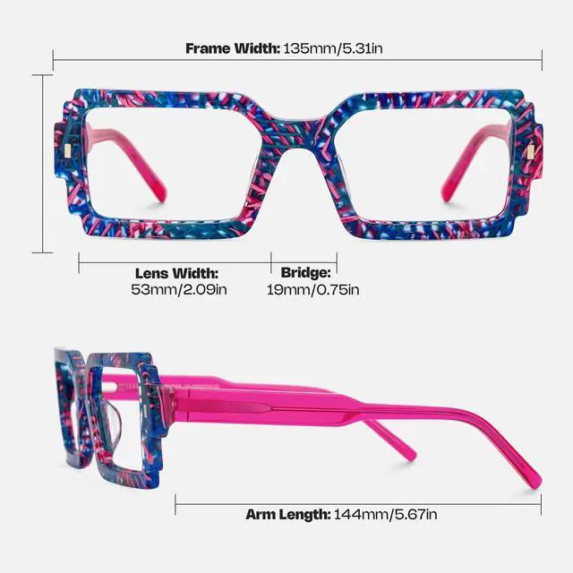 Alt view image 5 of 5 - Zeelool Blue Light Glasses for Women Blue Eyeglasses Frames with Spring Hinges Rectangle Bluelight Blocking Eyewear JGA976890-01B