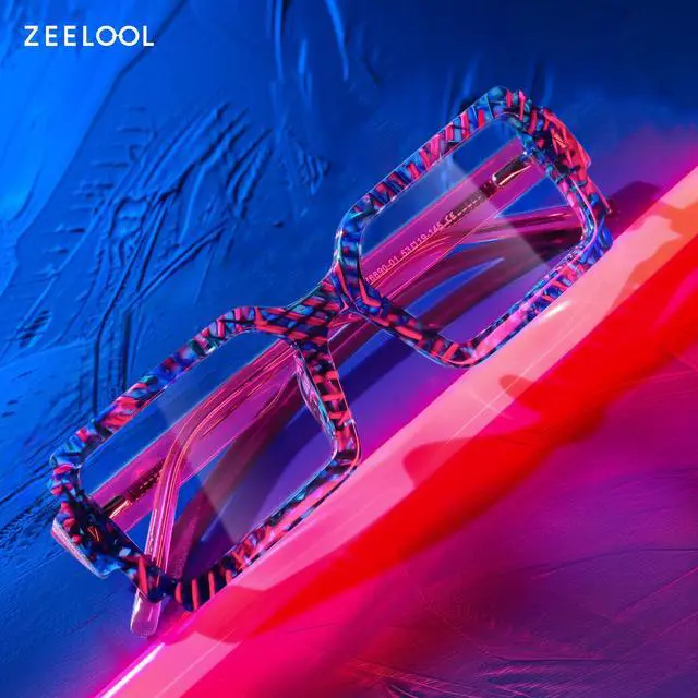 Alt view image 3 of 5 - Zeelool Blue Light Glasses for Women Blue Eyeglasses Frames with Spring Hinges Rectangle Bluelight Blocking Eyewear JGA976890-01B