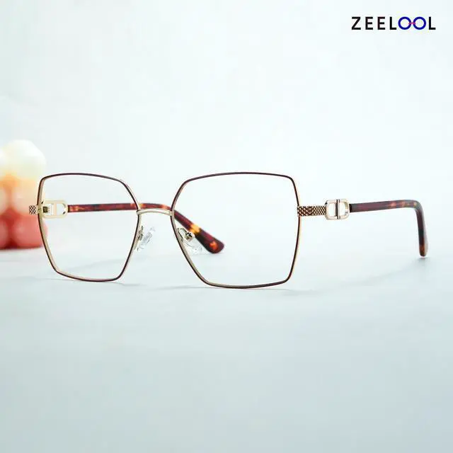 Alt view image 4 of 5 - Zeelool Blue Light Blocking Glasses for Women, Metal Fashion Glasses Frame Eyeglasses with Non-prescription Clear Lenses ZJGM374867-05B
