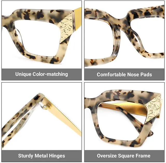 Alt view image 5 of 5 - Zeelool Retro Oversized Square Blue Light Blocking Glasses ZJGA652634-01B Tortoise