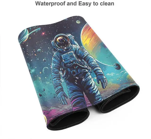 Alt view image 2 of 5 - ZOCOZY Extra Large Gaming Mouse Pad 48"x24", Non-Slip Rubber Base Galaxy Astronaut Space Mouse Pad, Waterproof Keyboard Mat with Stitched Edges for Work, Game, Office, Desk