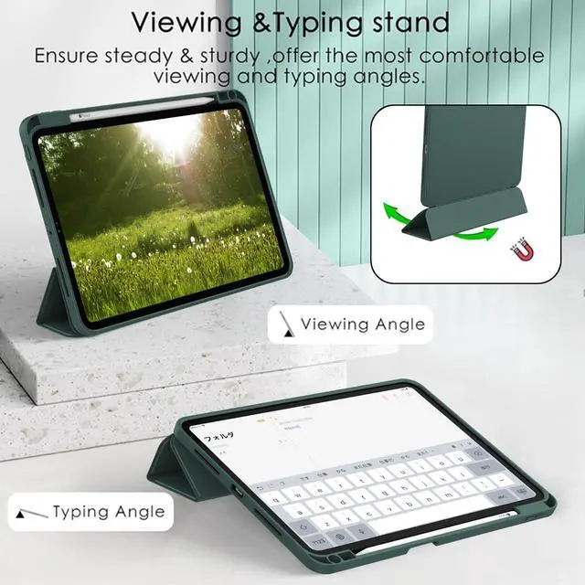 Alt view image 5 of 5 - ZryXal 2024 iPad Pro 11 Inch Case M4 (5th Generation) with Pencil Holder, Smart iPad Case [Support Pencil Pro and Pencil (USB-C)], Support Touch ID and Auto Wake/Sleep (New Midnight Green)
