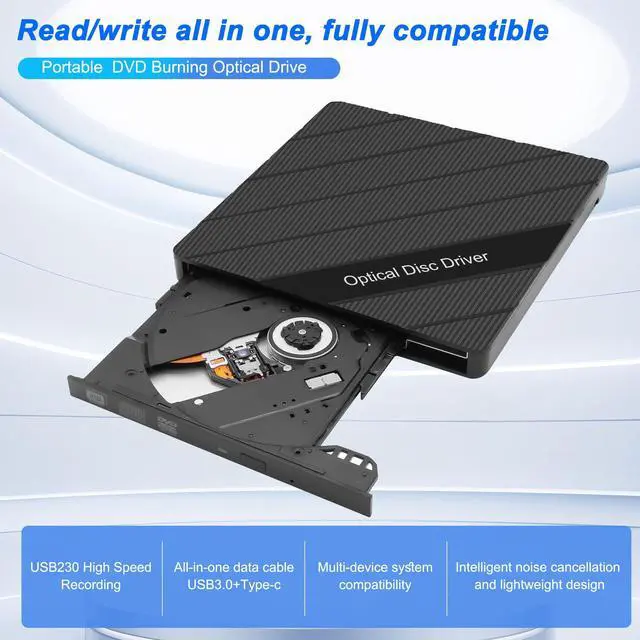 Alt view image 4 of 5 - XMSJSIY External CD/DVD Drive for Laptop USB 3.0 Type-C Portable CD/DVD ROM +/-RW Drive Burner Writer Player Reader Disk Duplicator with USB 3.0/Type-C/SD/TF Card Ports 8 in 1 for Desktop PC Mac
