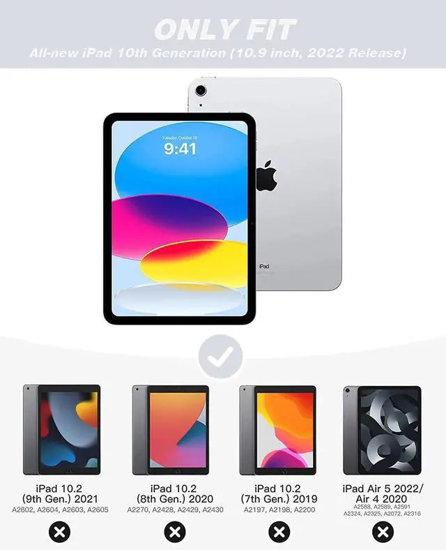 Alt view image 2 of 5 - ZryXal iPad (A16) Case/iPad 10th Generation Case [11-Inch 2025/10.9 Inch 2022] with Pencil Holder, Smart Cover with Soft TPU Back [Support Auto Wake/Sleep] (Marble White)