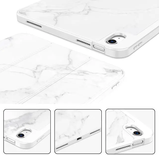 Alt view image 3 of 5 - ZryXal iPad (A16) Case/iPad 10th Generation Case [11-Inch 2025/10.9 Inch 2022] with Pencil Holder, Smart Cover with Soft TPU Back [Support Auto Wake/Sleep] (Marble White)