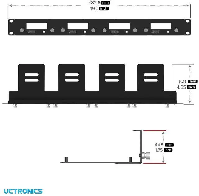 Alt view image 5 of 5 - UCTRONICS 1U Rack Mount for Raspberry Pi 5, 19" Server Rack with 4 PCIe to M.2 NVME SSD Adapters, Support Up to 4 Pi 5