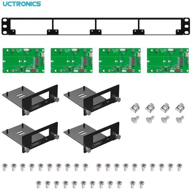 Alt view image 4 of 5 - UCTRONICS 1U Rack Mount for Raspberry Pi 5, 19" Server Rack with 4 PCIe to M.2 NVME SSD Adapters, Support Up to 4 Pi 5