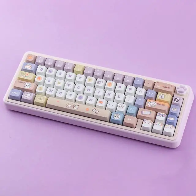 Alt view image 3 of 5 - TYRIXKI PBT Keycaps 135 Keys Cute Keycap Dye-Sublimation Party Cat Keycaps Mao Profile Custom Keycap for Cherry Gateron MX Swithes Mechanical Keyboards