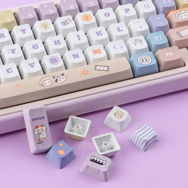 Alt view image 4 of 5 - TYRIXKI PBT Keycaps 135 Keys Cute Keycap Dye-Sublimation Party Cat Keycaps Mao Profile Custom Keycap for Cherry Gateron MX Swithes Mechanical Keyboards
