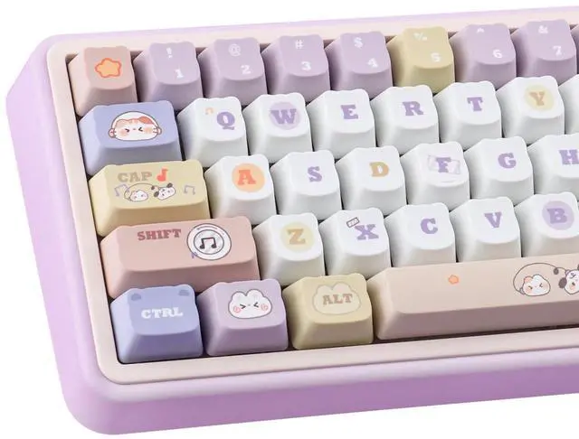 Main image of TYRIXKI PBT Keycaps 135 Keys Cute Keycap Dye-Sublimation Party Cat Keycaps Mao Profile Custom Keycap for Cherry Gateron MX Swithes Mechanical Keyboards