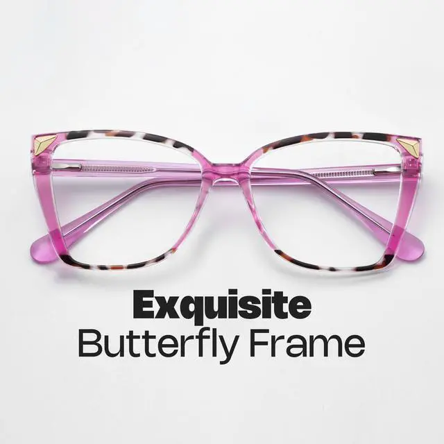 Alt view image 4 of 5 - Zeelool Oversized Blue Light Glasses for Woman Red Butterfly Eyeglasses Fashion Computer Eyewear Anti Eyestrain Shelia JGT345649-02B