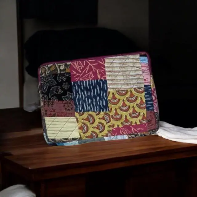 Alt view image 5 of 5 - Upcyclie Laptop Sleeve - Crafted from Recovered Materials - for iPad, Tablet, Laptop- 5 Screen Size Diagonal_Multicolor (Bright Indian Prints, 15 inches)