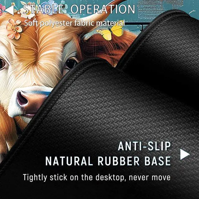 Alt view image 3 of 5 - Large Gaming Mouse Pad+ Keyboard Wrist Rest Set, Ergonomics Memory Foam Mouse Mat Wrist Rest Support for Home Office, Waterproof Extended Mousepad 31.5x11.8in, Cute Baby Cow in Bucket Desk Pad