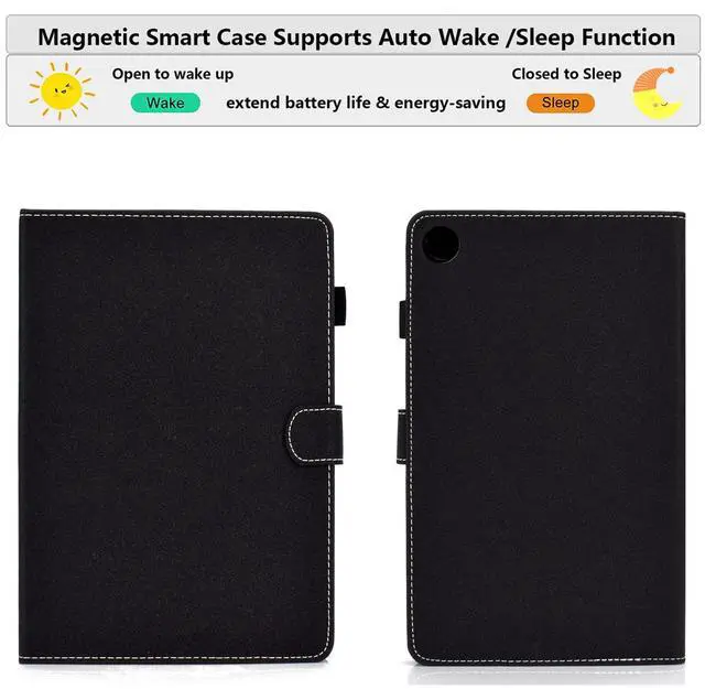 Alt view image 3 of 5 - UUcovers for Kindle Fire HD 8 Case 8th/7th/6th Generation, Fire HD 8 Case 2016/2017/2018 with Stand/Pencil Holder/Pocket [Auto Wake/Sleep] Magnetic Smart Embossed PU Leather Shockproof Cover, Black