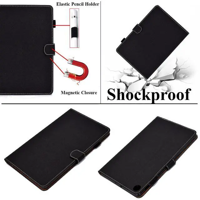 Alt view image 5 of 5 - UUcovers for Kindle Fire HD 8 Case 8th/7th/6th Generation, Fire HD 8 Case 2016/2017/2018 with Stand/Pencil Holder/Pocket [Auto Wake/Sleep] Magnetic Smart Embossed PU Leather Shockproof Cover, Black