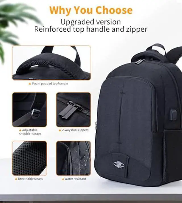 Alt view image 2 of 5 - Zecti Travel Laptop Backpack for Men Women Durable Carry on Backpack for Work, Travel, College Backpack with USB Charging Hole, Water Resistant, Large Capacity