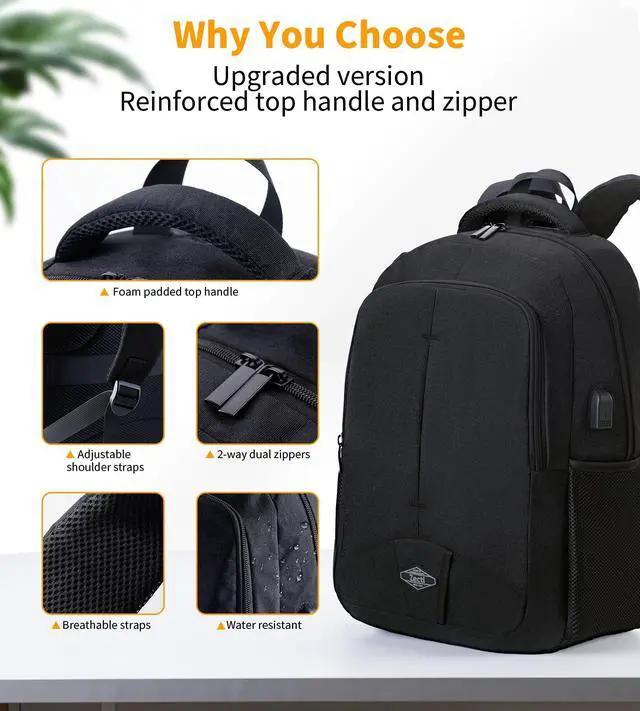 Alt view image 5 of 5 - Zecti Travel Laptop Backpack for Men Women Durable Carry on Backpack for Work, Travel, College Backpack with USB Charging Hole, Water Resistant, Large Capacity