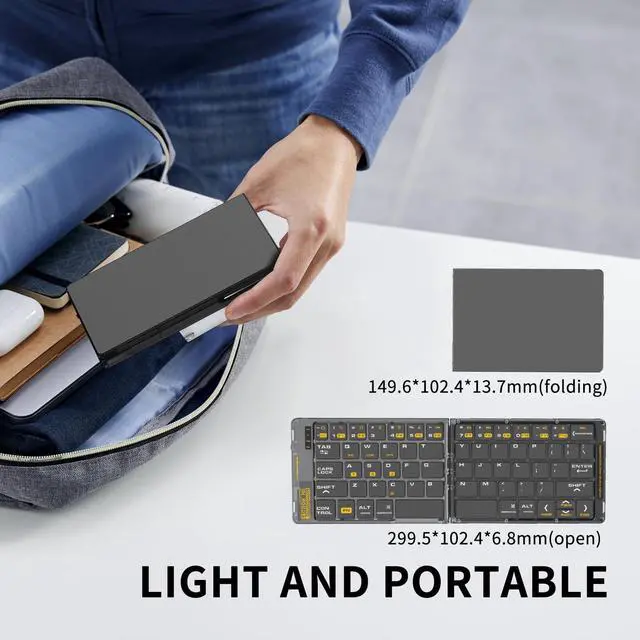 Alt view image 4 of 5 - Foldable & Folding Wireless Keyboard Set Combo for iPad, Transparent Bluetooth Typepad & Mouse, Compatible with iOS, Windows, Android, Smartphones, Laptops, etc.