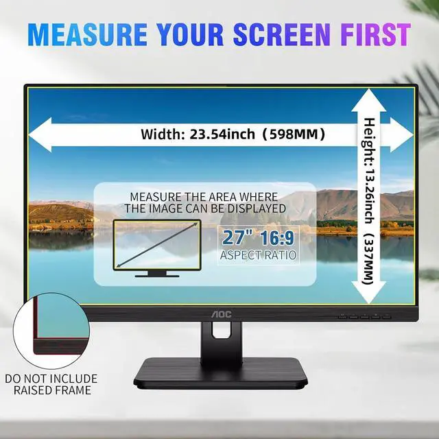 Alt view image 2 of 5 - 27 Inch Computer Privacy Screen Filter for 16:9 Aspect Ratio Widescreen Monitor Removable Computer Monitor Privacy Shield - Eye Protection Anti Glare Blue Light Filter