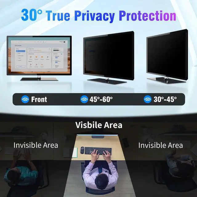 Alt view image 3 of 5 - 27 Inch Computer Privacy Screen Filter for 16:9 Aspect Ratio Widescreen Monitor Removable Computer Monitor Privacy Shield - Eye Protection Anti Glare Blue Light Filter