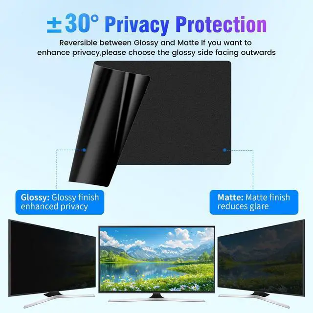 Alt view image 5 of 5 - 27 Inch Computer Privacy Screen Filter for 16:9 Aspect Ratio Widescreen Monitor Removable Computer Monitor Privacy Shield - Eye Protection Anti Glare Blue Light Filter