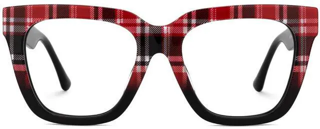 Main image of Zeelool Square Acetate Glasses Retro Eyewear for Women Blue Light Blocking Glasses Anti Eyestrain Glasses ZJGA784822-01 Red