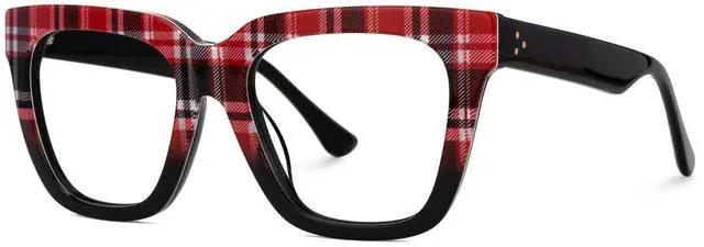 Alt view image 2 of 5 - Zeelool Square Acetate Glasses Retro Eyewear for Women Blue Light Blocking Glasses Anti Eyestrain Glasses ZJGA784822-01 Red