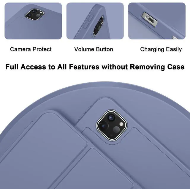 Alt view image 3 of 5 - ZryXal 2024 iPad Pro 11 Inch Case M4 (5th Generation) with Pencil Holder, Smart iPad Case [Support Pencil Pro and Pencil (USB-C)], Support Touch ID and Auto Wake/Sleep (Lavender)