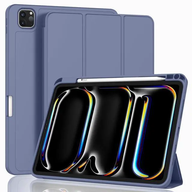 Main image of ZryXal 2024 iPad Pro 11 Inch Case M4 (5th Generation) with Pencil Holder, Smart iPad Case [Support Pencil Pro and Pencil (USB-C)], Support Touch ID and Auto Wake/Sleep (Lavender)