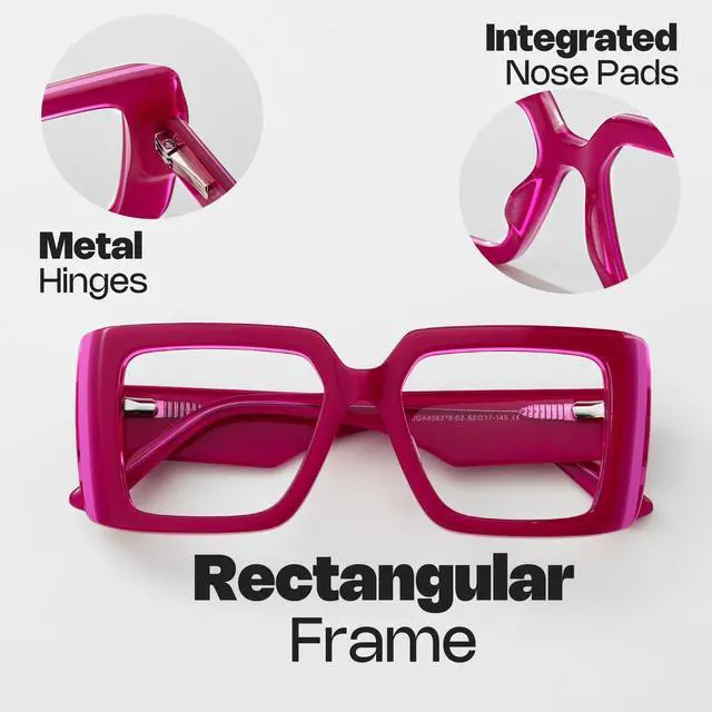 Alt view image 3 of 5 - Zeelool Blue Light Blocking Glasses for Women, Rectangle Glasses Frame Eyeglasses with Clear Lenses Anti Eyestrain & UV from Computer/TV/Phone ZJGA838378-02B