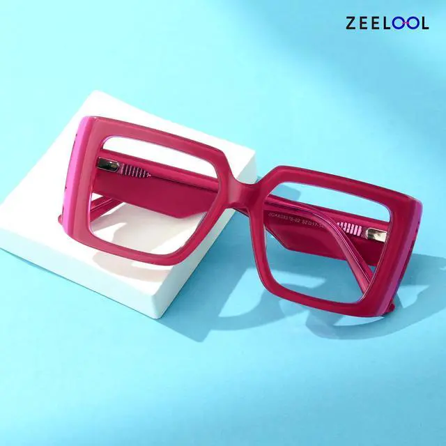 Alt view image 4 of 5 - Zeelool Blue Light Blocking Glasses for Women, Rectangle Glasses Frame Eyeglasses with Clear Lenses Anti Eyestrain & UV from Computer/TV/Phone ZJGA838378-02B