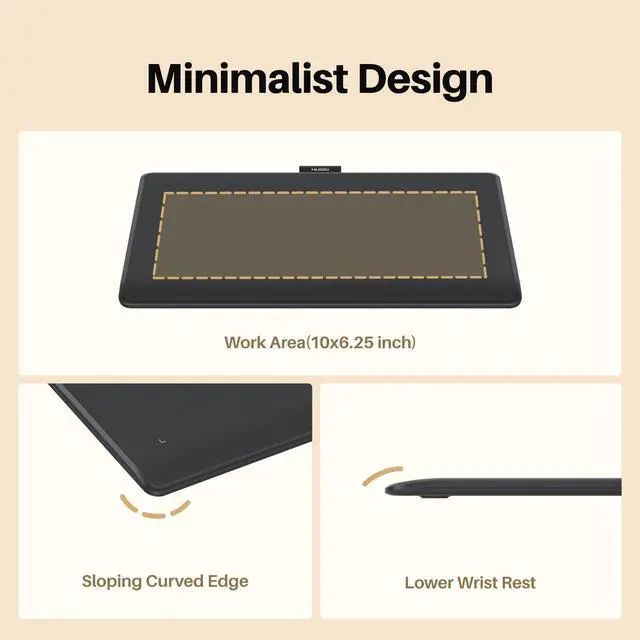 Alt view image 3 of 5 - HUION Inspiroy Frego Medium Wireless Drawing Tablet, 10 x 6.25 inch Bluetooth Graphics Tablet, Portable for Design, Writing, Photo Editing, Teaching, Compatible with Windows, Mac, Android and Linux