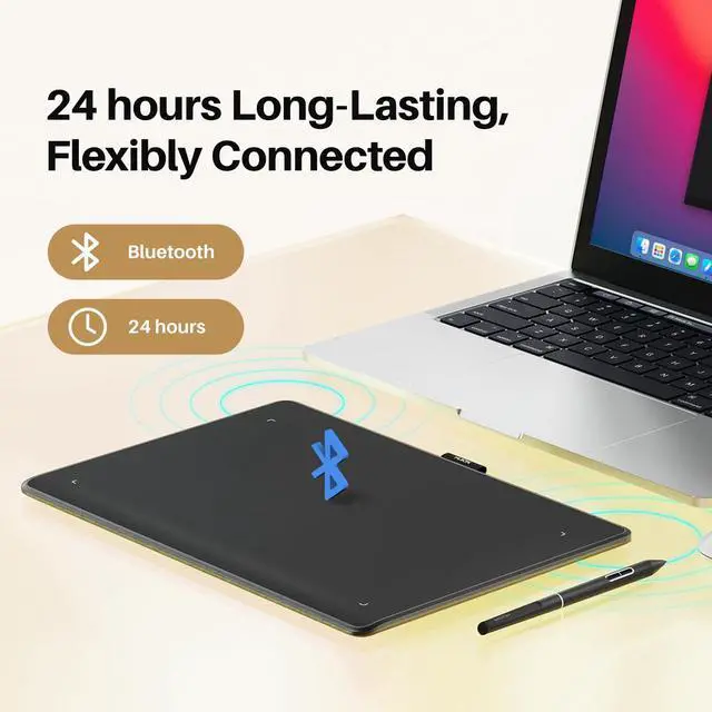 Alt view image 2 of 5 - HUION Inspiroy Frego Medium Wireless Drawing Tablet, 10 x 6.25 inch Bluetooth Graphics Tablet, Portable for Design, Writing, Photo Editing, Teaching, Compatible with Windows, Mac, Android and Linux